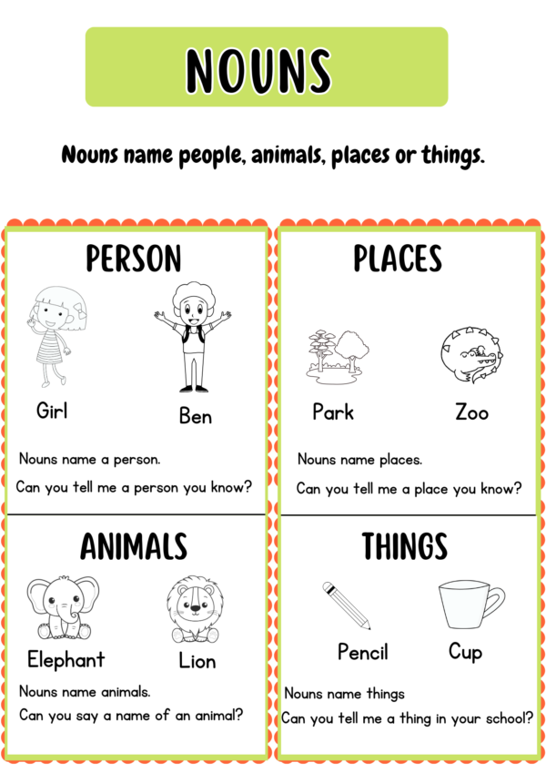 Noun hunt for kindergarten class