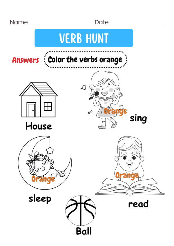 Nursery 2 verb worksheet for the Nigerian kids