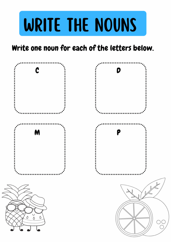 The Kindergarten Noun Worksheet