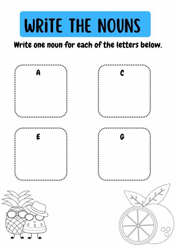 The Kindergarten Noun Worksheet