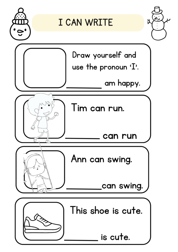 Pronouns Worksheet for Kindergarten