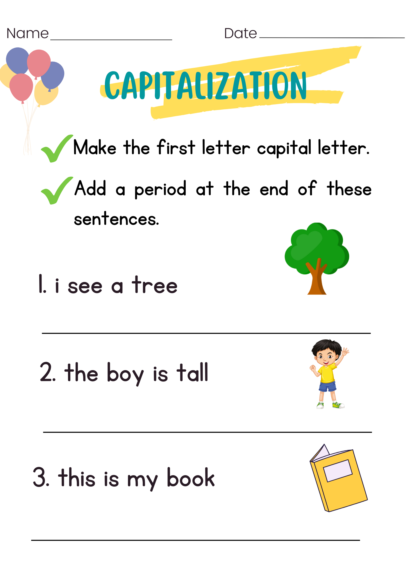 Telling Sentences for Kindergarten - MyLearningYard.com