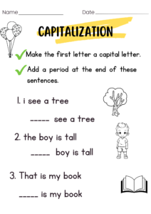 Telling Sentences Worksheet for Kindergarten