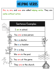 Helping Verbs Worksheet for Kindergarten 