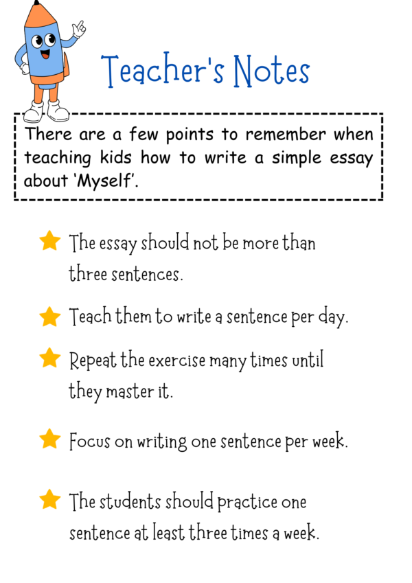 All About Me Essay Worksheet For Kindergarten