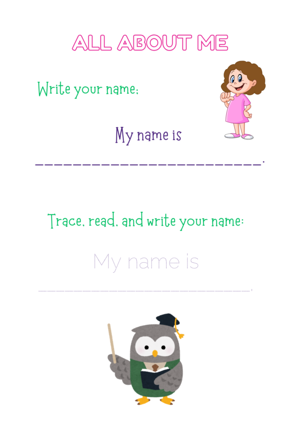 All About Me Essay Worksheet For Kindergarten