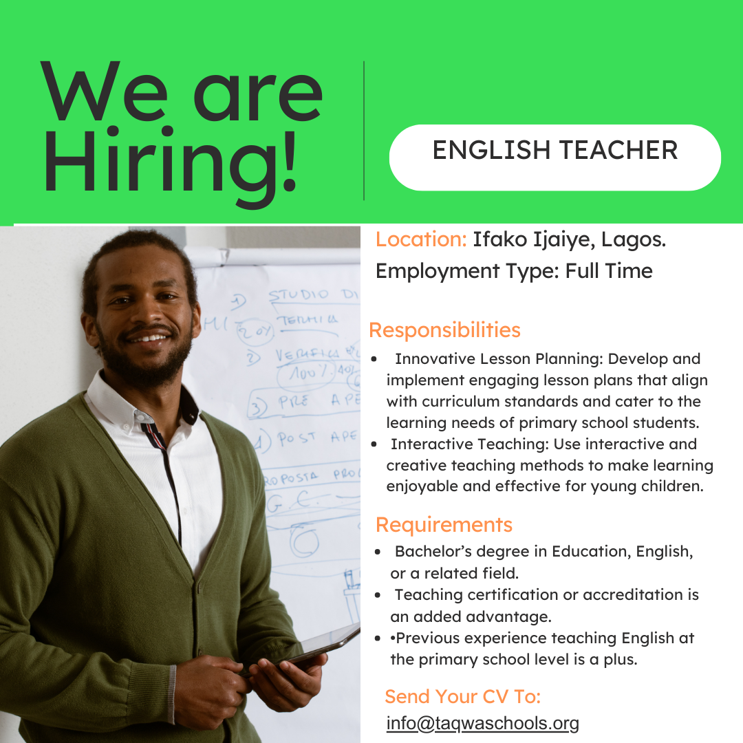 Primary School English Language Teacher at Taqwa Schools