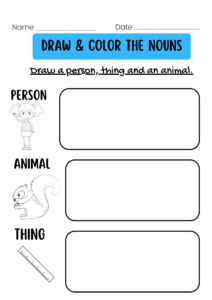 Kindergarten Noun Worksheet