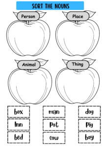 Kindergarten Noun Worksheet