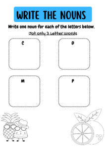 Kindergarten Noun Worksheet