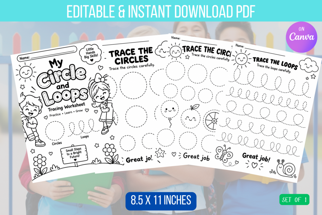 Printable Preschool Circles & Loops Tracing Worksheet