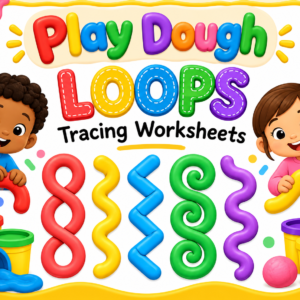 Colourful Playdough Loops Tracing Printable Worksheet Set