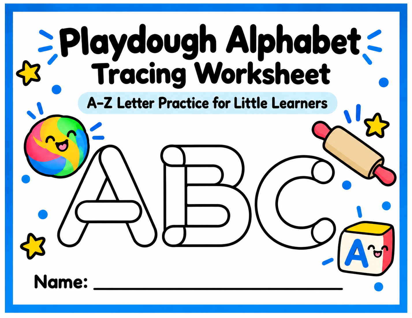 Playdough Alphabet Tracing Worksheet